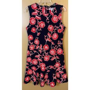 Shelby & Palmer Navy Red Floral Fit & Flare Dress - Size 10